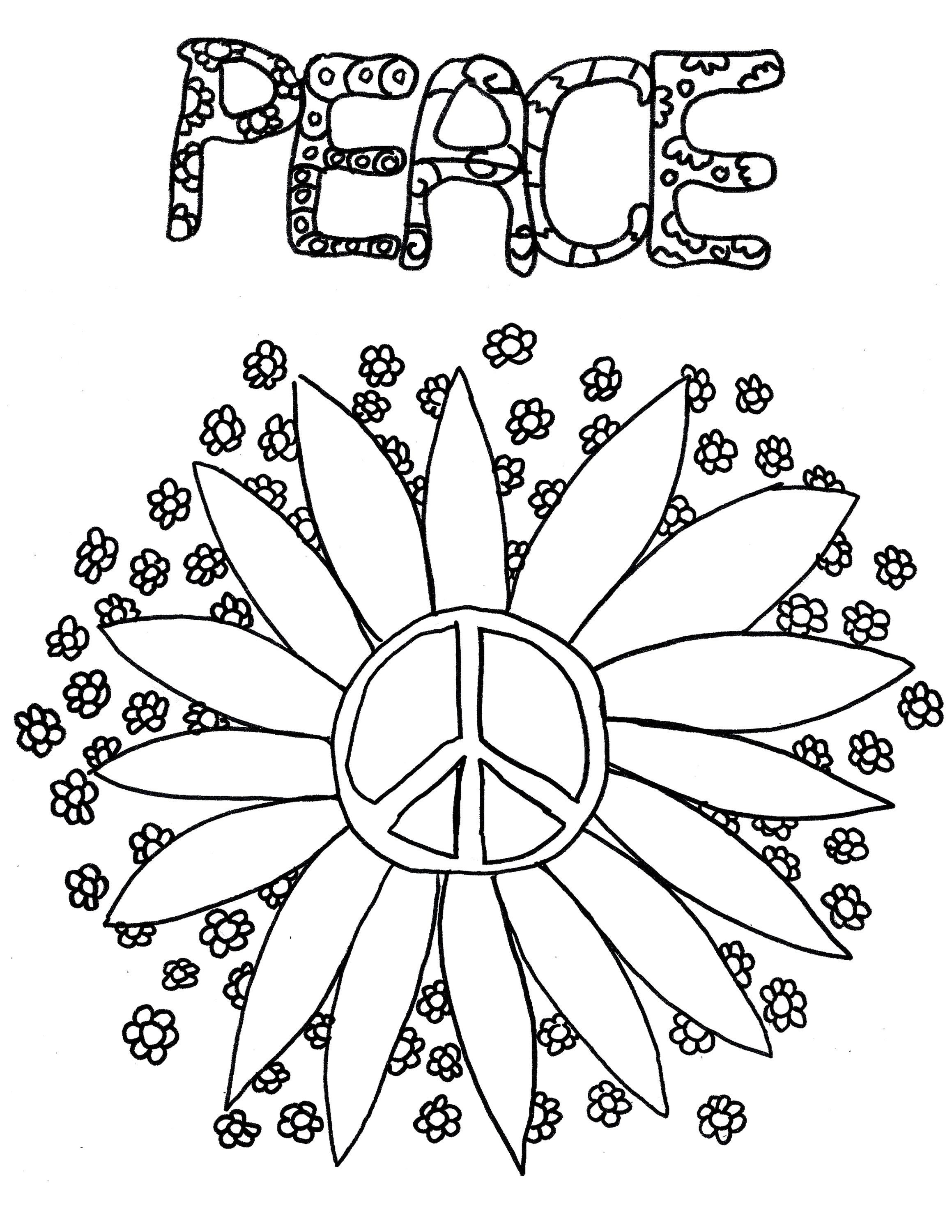 peace sign flower coloring pages