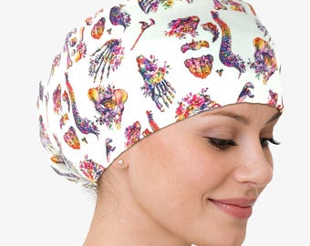 Ortopedic surgeons scrub cap, Botanical bones surgical hat