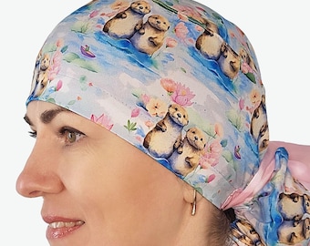 Otters scrub caps, Surgical hat for nurses, Nurse Doctor Gift