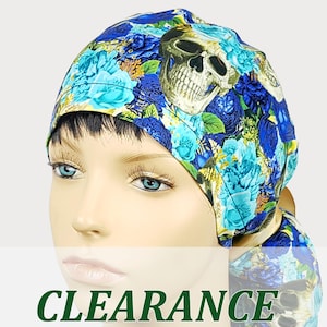 Skull scrub caps for women, Clearance sale, surgical cap, nurse scrub hats with buttons