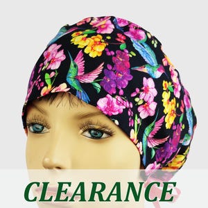 Orchid scrub caps for women, ponytail scrub hat, floral surgery cap with birds