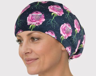 Floral ophthalmology scrub cap, women surgical hat, Handmade Eye doctor gift