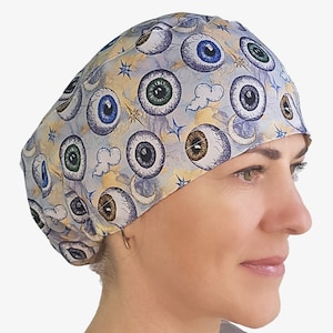 Ophthalmology scrub cap, eyeball surgical hats, unisex scrub cap