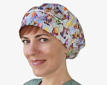 Bouffant Scrub Cap, Ice Cream Print, Adjustable Cotton Surgical Hat