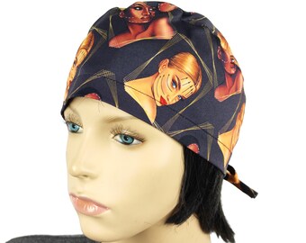 Face-lift markings scrub cap, plastic surgeon hat, cosmetic surgery nurse cap