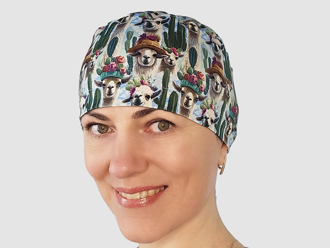 Stretchy Scrub Cap - Zen Llama Patterns