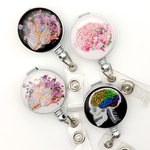 Retractable badge reels, neurology doctor, anatomy brain badge holder