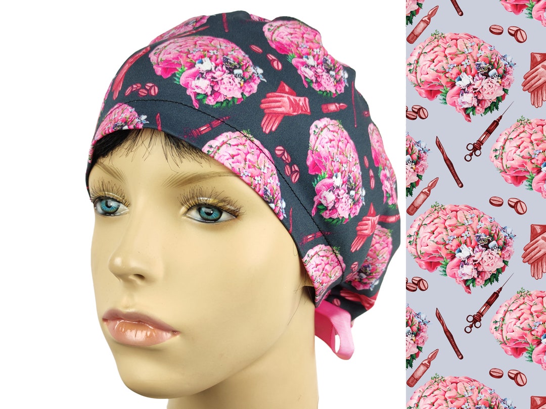 Euro Style Surgical Scrub Cap, Nurse Scrub Cap, Floral Scrub Hats for