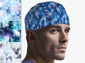 Man scrub hat, winter unisex scrub cap, tie back surgical hat with buttons