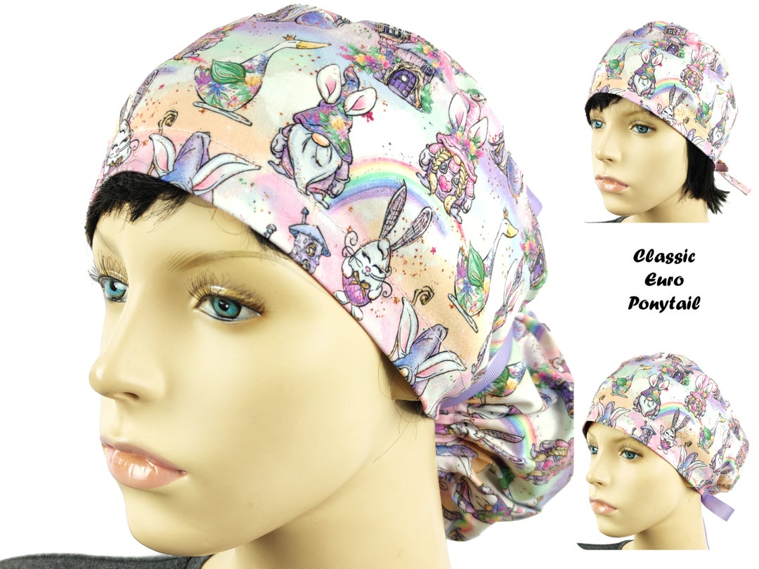 Easter Gnomes Scrub Cap, Surgical Scrub Hats, Scrub Caps for Women