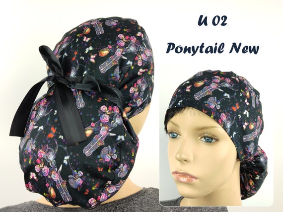 Scrub Caps Women Ponytail Scrub Caps Women Men Butterfly Print