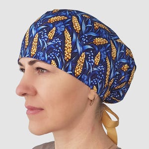 folk Ukrainian scrub caps, Ethnic surgical cap, handmade scrub hat for nurses