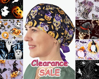 Halloween Ghost Skeleton Scrub Cap, Cotton Surgical Hat, Nurse Medical Cap