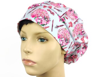 Floral brain scrub caps for women, Bouffant surgical hat
