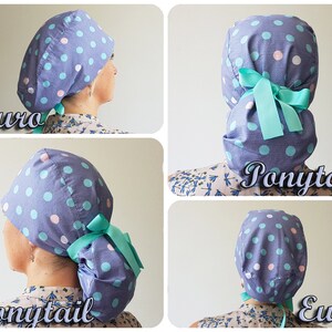 Scrub Caps Women,Adjustable Surgical Caps With Ponytail And Buttons - View #2