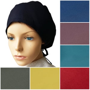 Black surgery cap with buttons, Scrub caps, surgical cap women, nurse scrub caps