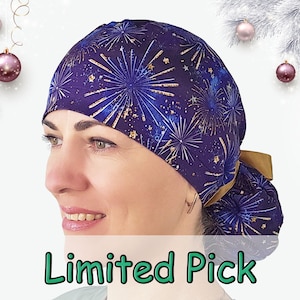 Christmas scrub cap, ponytail surgical hat, Christmas nurse gift