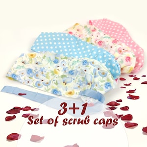 scrub caps for women, euro surgical cap, scrub hats with buttons, Satin Lined option