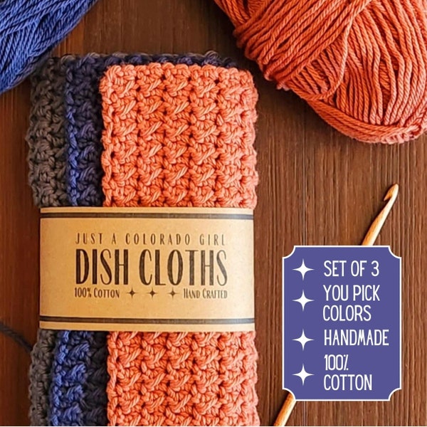 Handmade, Modern Crochet Dishcloth Set, Mothers Day, 100% Cotton Washcloth, Gifts for Mom, Sustainable, Minimalist, Natural fiber, Houseware