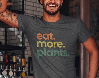 Retro Eat More Plants Shirt, Farmers Market, Unisex, Funny Vegan Shirt, Vegetarian Tshirt, Gift for Gardner, Gift for Him, Gift for Her