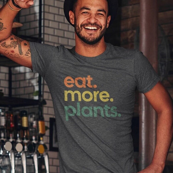 Retro Eat More Plants Shirt, Farmers Market, Unisex, Funny Vegan Shirt, Vegetarian Tshirt, Gift for Gardner, Gift for Him, Gift for Her