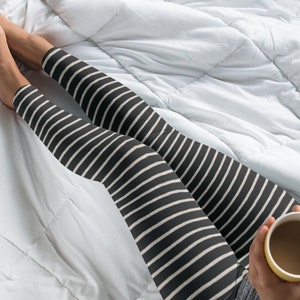 Horizontal Striped Tights#Horizontal, #Striped, #Tights  Striped tights,  Black and white leggings, Black and white striped trousers