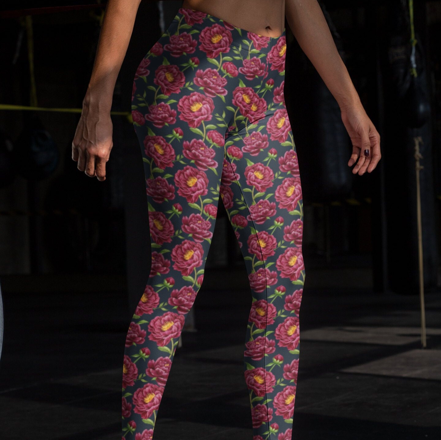 Floral Leggings for Women Peony Floral Yoga Pants Flower Etsy