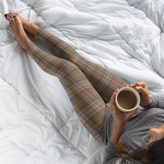Brown Plaid Leggings for Women Caramel Plaid Yoga Pant Fall Autumn Womens Outfit Athleisure Aesthetic Gift for Her Butter Soft Stretch Etsy