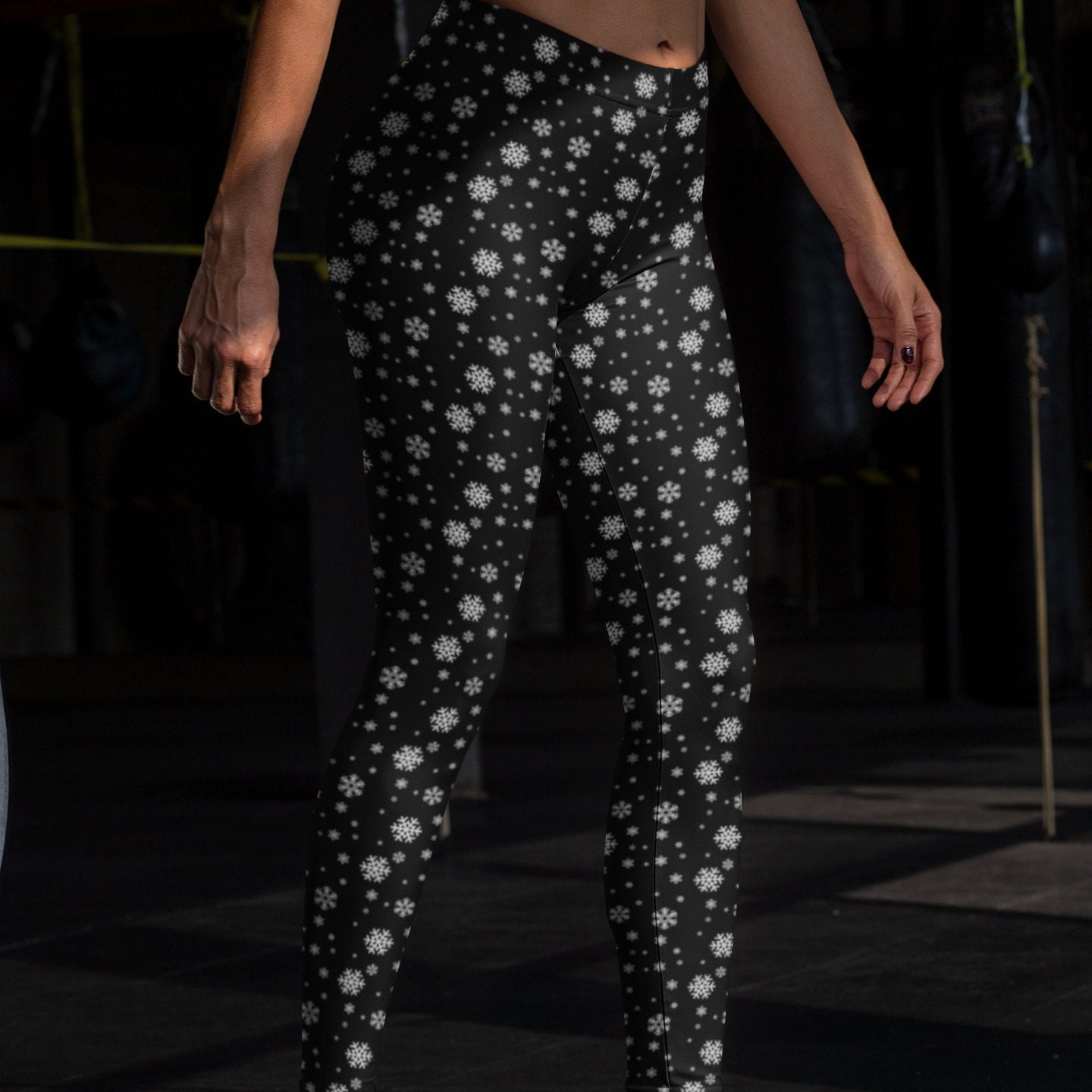 Snowflake Leggings for Women, Holiday Yoga Pants, Christmas Womens