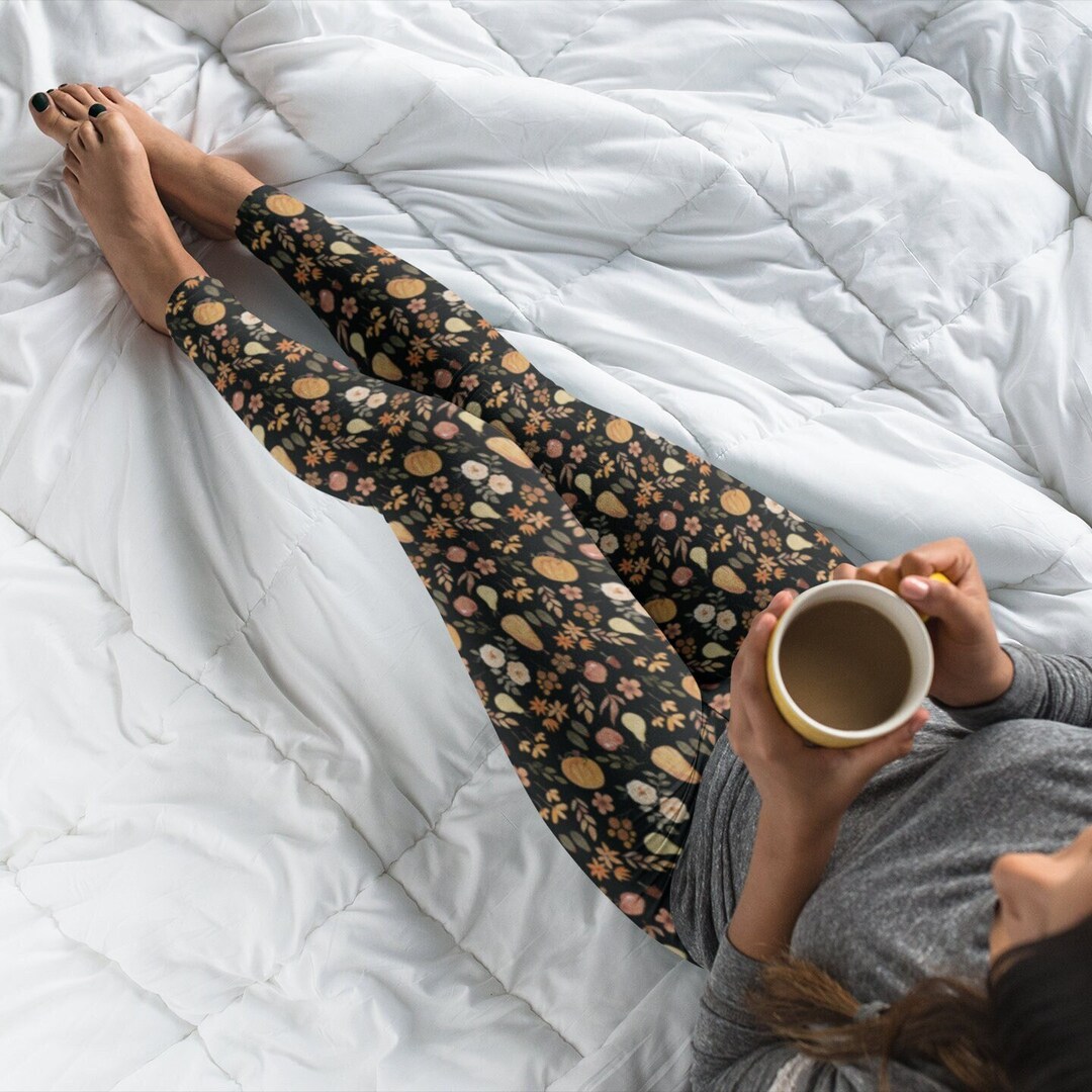 Women's Leaf Print Bodysuit And Legging Matching Set