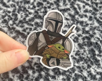 Pegatina de vinilo de Mando y Grogu