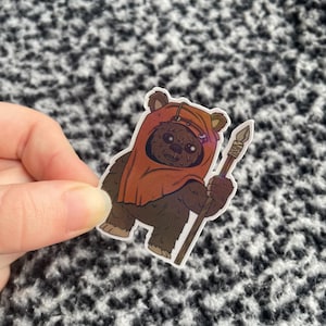 Pegatina de vinilo holográfica de Ewok