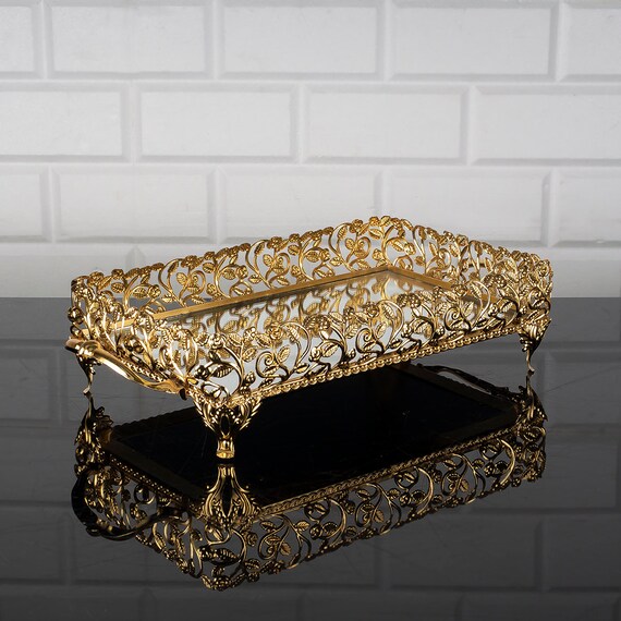 Rectangle Handmade Filigree Mirrored Tray For Gift Mirror Australia Rectangle Handmade Filigree Mirrored, Clay Gold Mirror Tray Rectangle