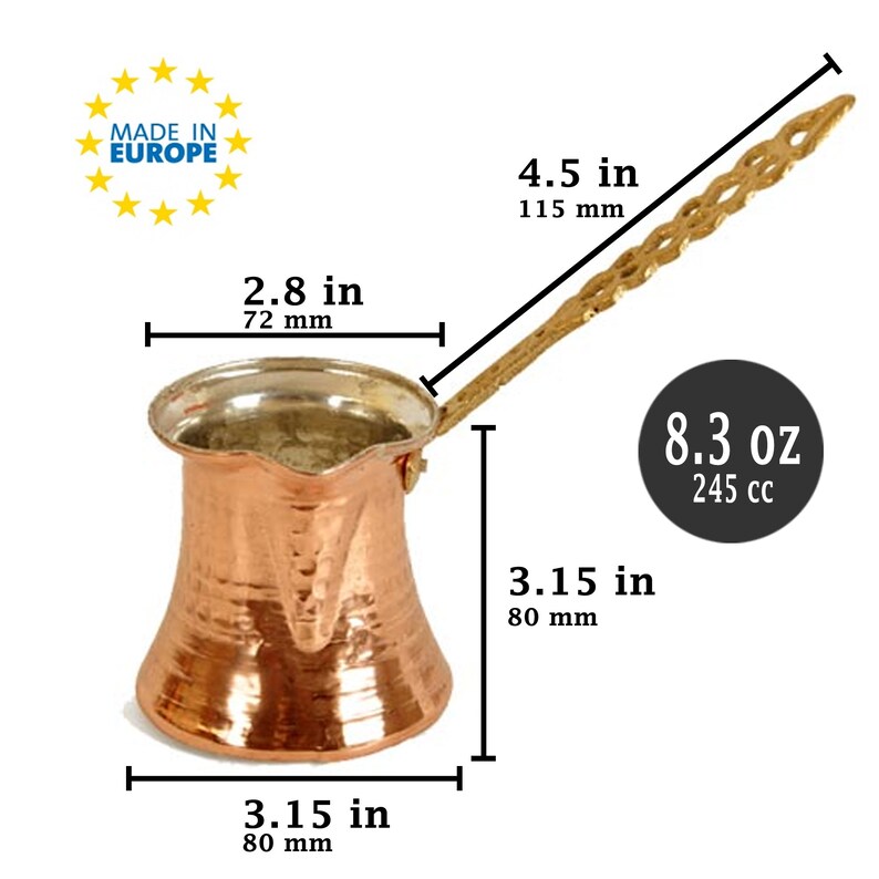 Briki Greek Coffee Pot with Brass Handle Copper Turkish Etsy