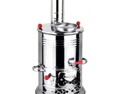 Turkish Samovar Tea Kettle, Camping Water Boiler Tea Pot, Wood or Coals Fired Semaver Teapot, Water Heater for Outdoor Activities, 3.7 qt