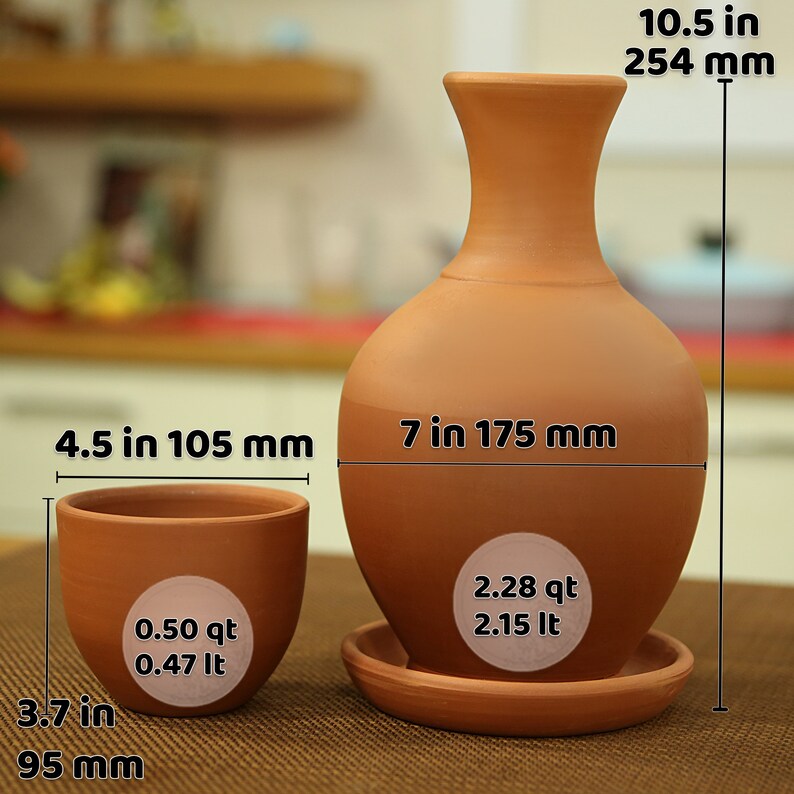 Clay Pitcher with Cup and Platter Unglazed Mud Water Pots Etsy Schweiz