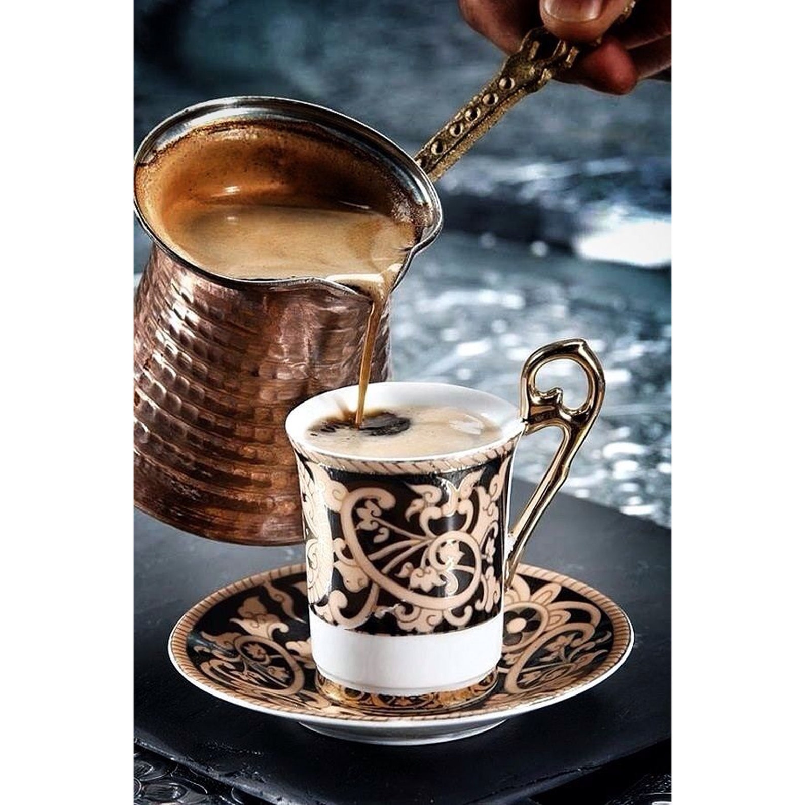 Briki Greek Coffee Pot With Brass Handle Copper Turkish Etsy