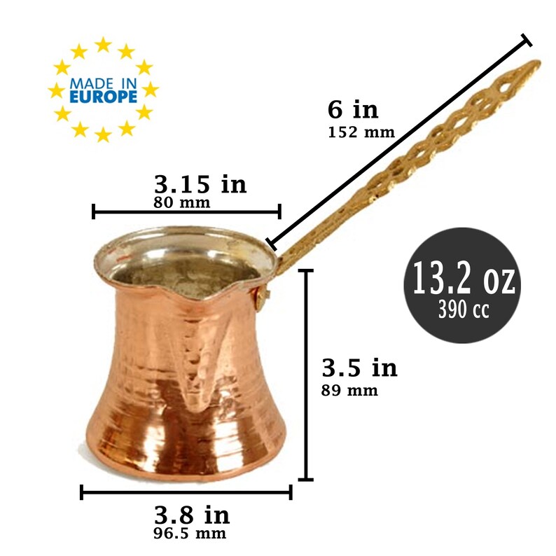 Briki Greek Coffee Pot with Brass Handle Copper Turkish Etsy