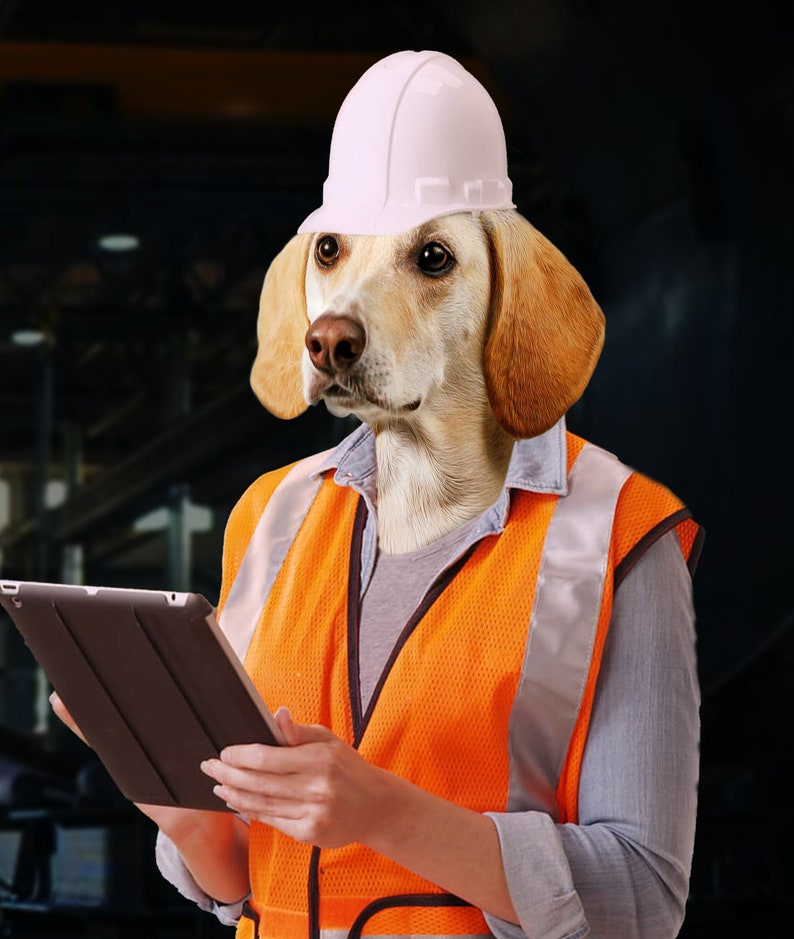 Profession Portraits . Mother/'s Day Gift Custom Profession Pet Portrait The Female Engineer Portrait Personalized Portrait