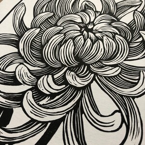 Chrysanthemum Handmade Linocut Print - Etsy