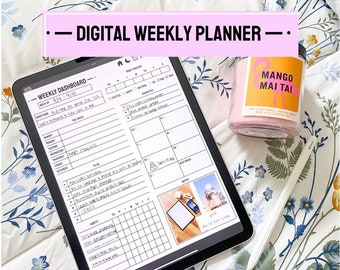 Weekly Planner, Digital Planner, Minimalist Planner, PDF Planner, Budget Planner, iPad Planner, Undated Planner, Weekly Dashboard, Notebook