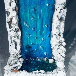 Acrylic Waterfall Sculpture - clay, wood, art, sculpture, waterfall, contemporary
