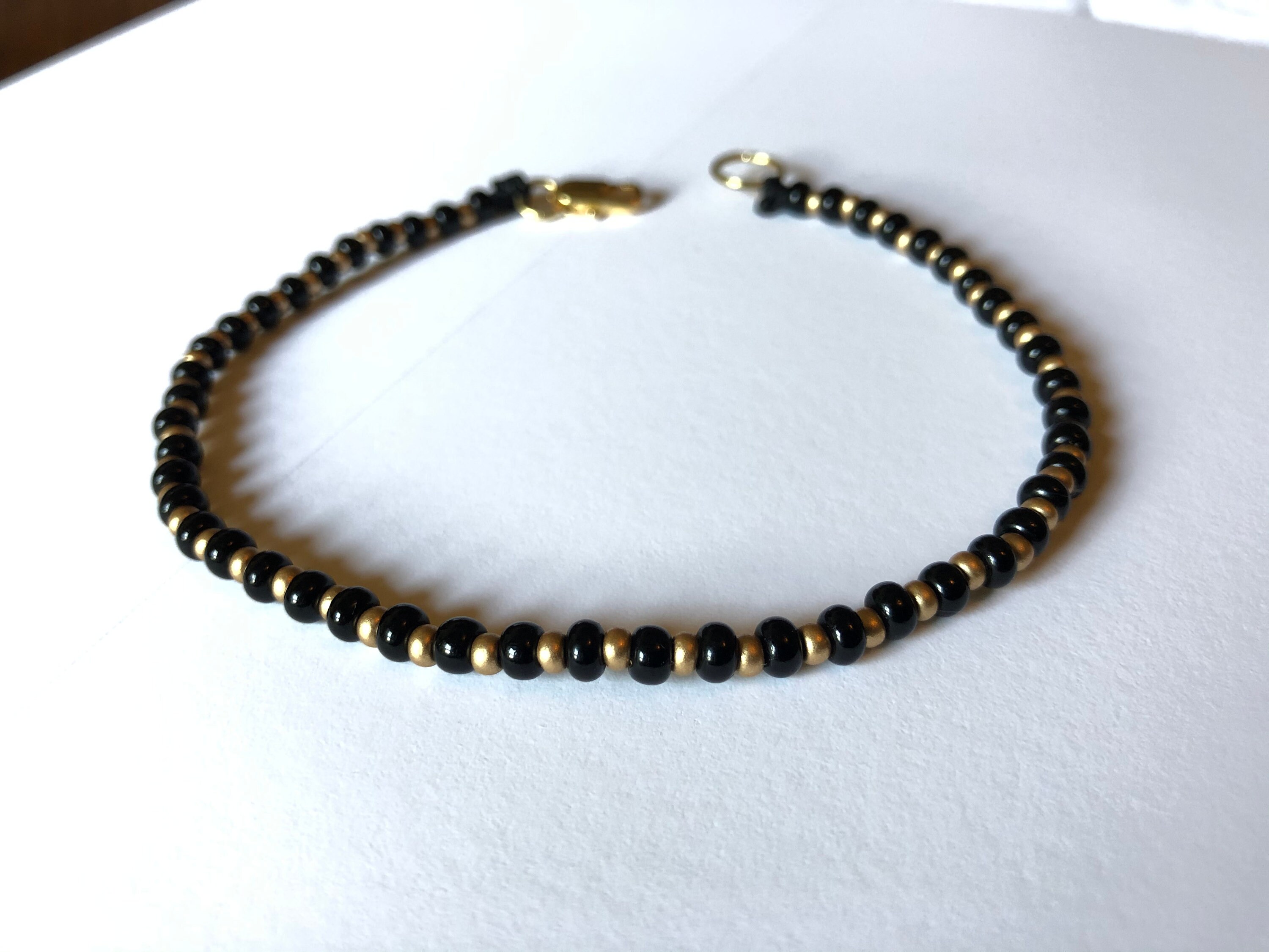 Black and Gold/Silver Beaded Anklet Etsy Italia