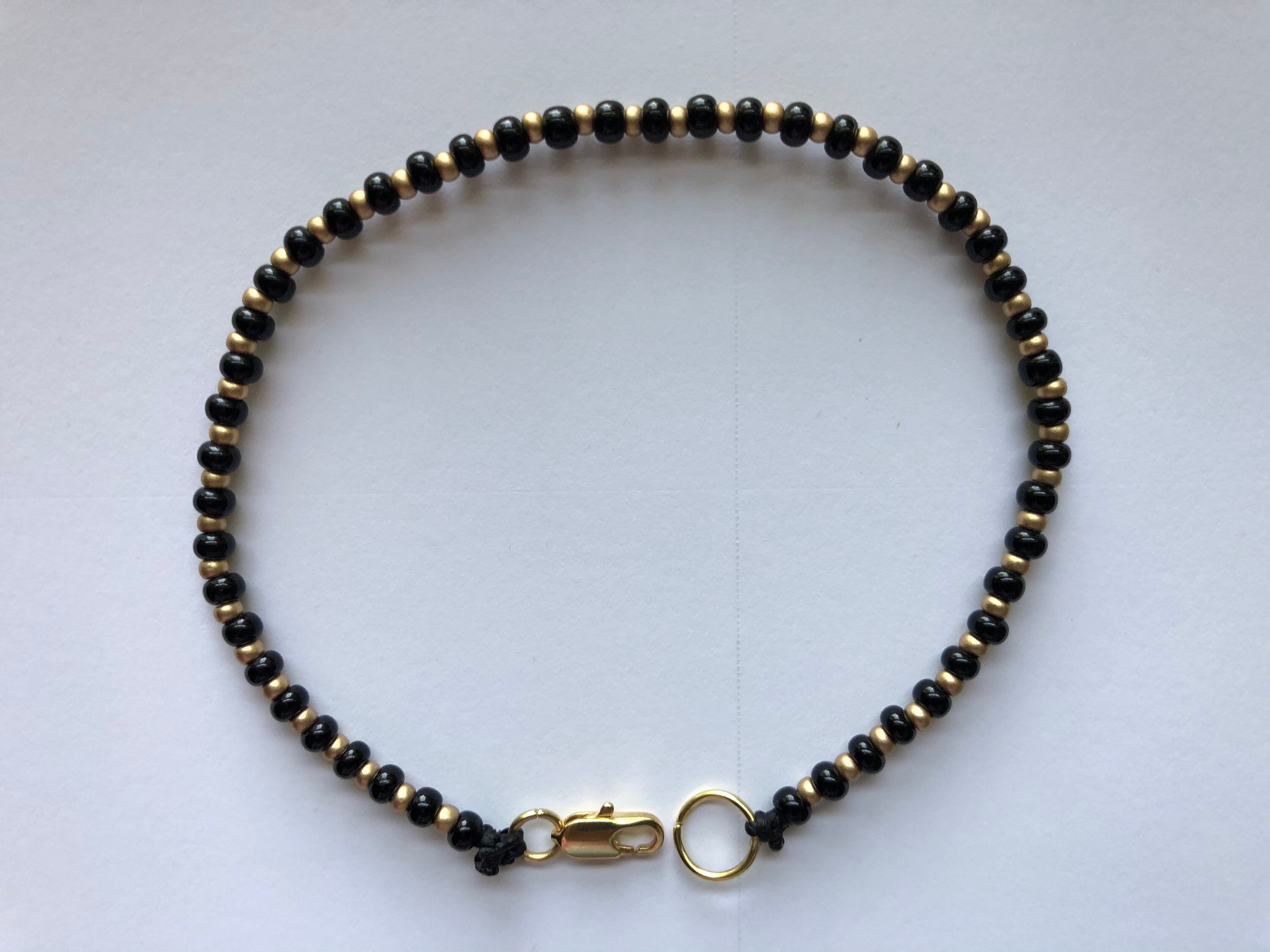Black and Gold/Silver Beaded Anklet Etsy Italia