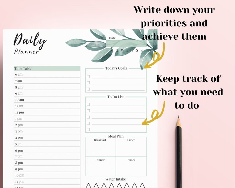 Daily Planner Template Day per Page Planner Printable Daily Etsy