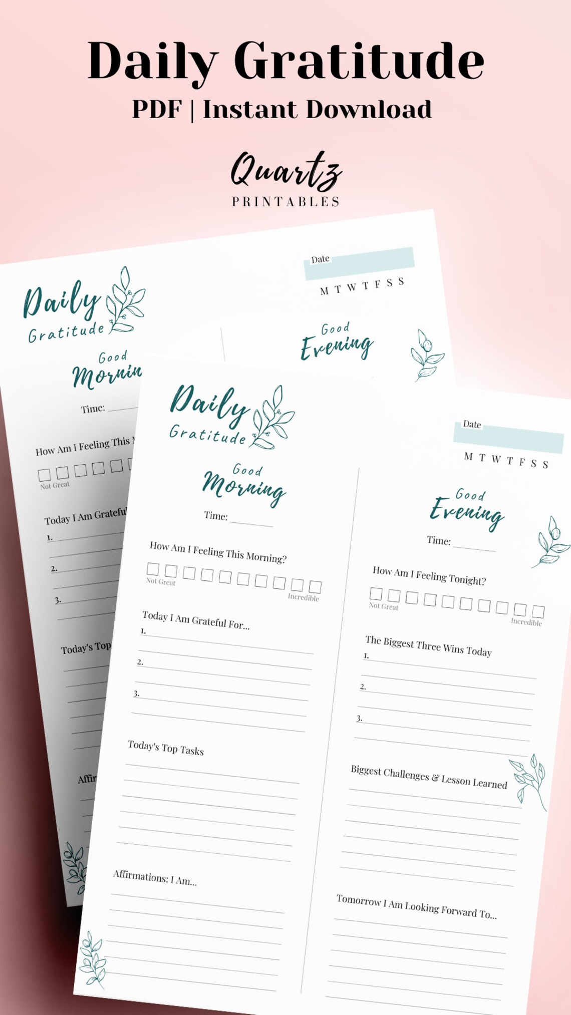 Daily Gratitude Journal Printable Daily Affirmation Daily - Etsy España