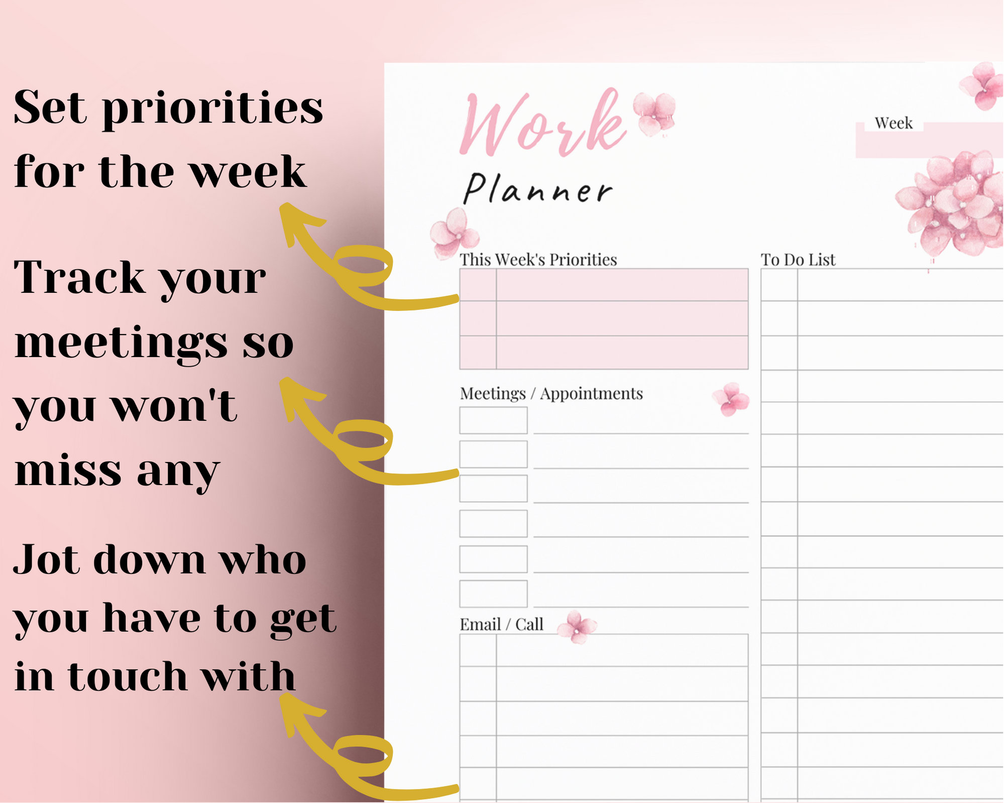 Work Planner Printable Weekly Work Schedule Productivity - Etsy Hong Kong