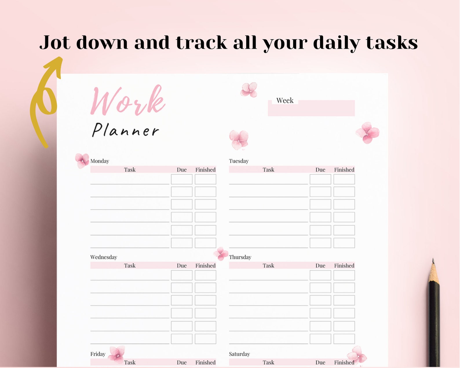 Work Planner Printable Weekly Work Schedule Productivity - Etsy Hong Kong