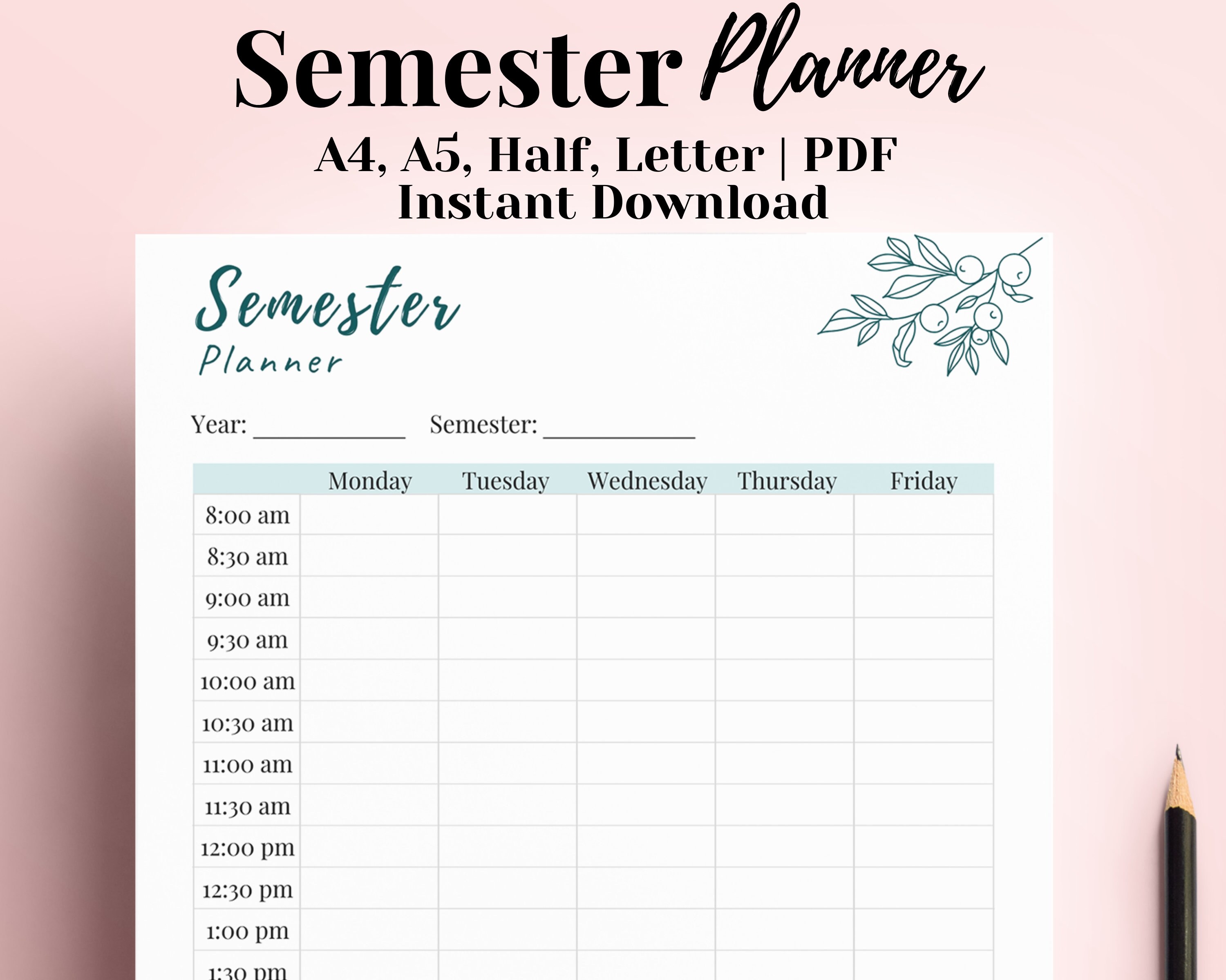 Semester Planner Printable, Student Planner Inserts, Weekly School ...