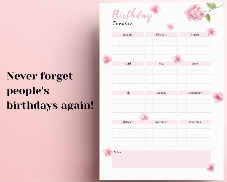 Printable Birthday Tracker, Birthday Planner, Birthday Log, Birthday ...